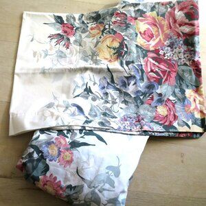 Vintage Wamsutta Double Fitted Sheet 1 Standard Pillowcase Floral Percale USA